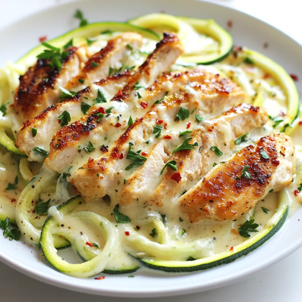 Zucchini Noodle Chicken Alfredo Flavorful Dinner Dish