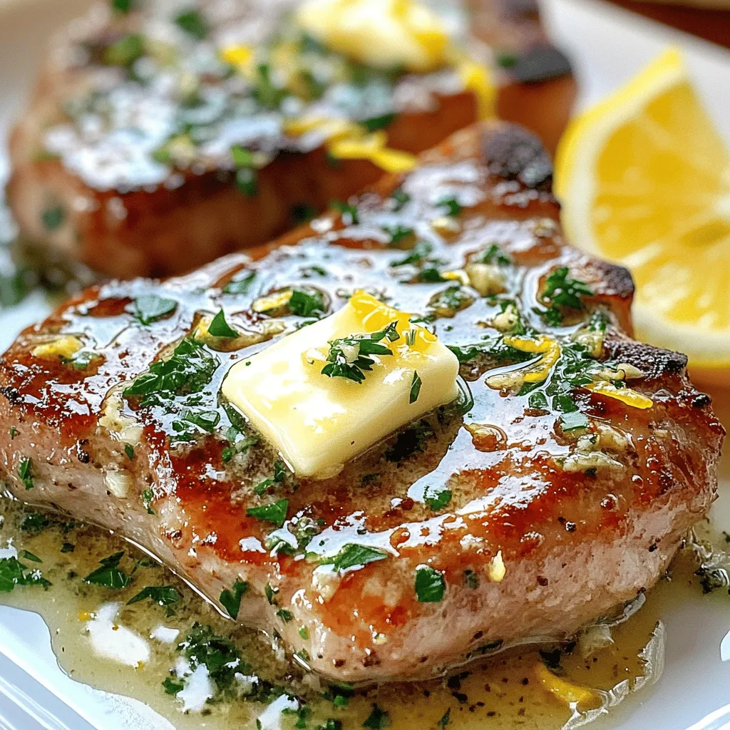 - 4 bone-in pork chops (about 1 inch thick) - 4 cloves garlic, minced - 2 tablespoons olive oil - 1 teaspoon smoked paprika - 1 teaspoon dried oregano - 1 teaspoon salt - ½ teaspoon black pepper - ½ cup chicken broth - 2 tablespoons unsalted butter - 2 tablespoons fresh parsley, chopped - Zest of 1 lemon