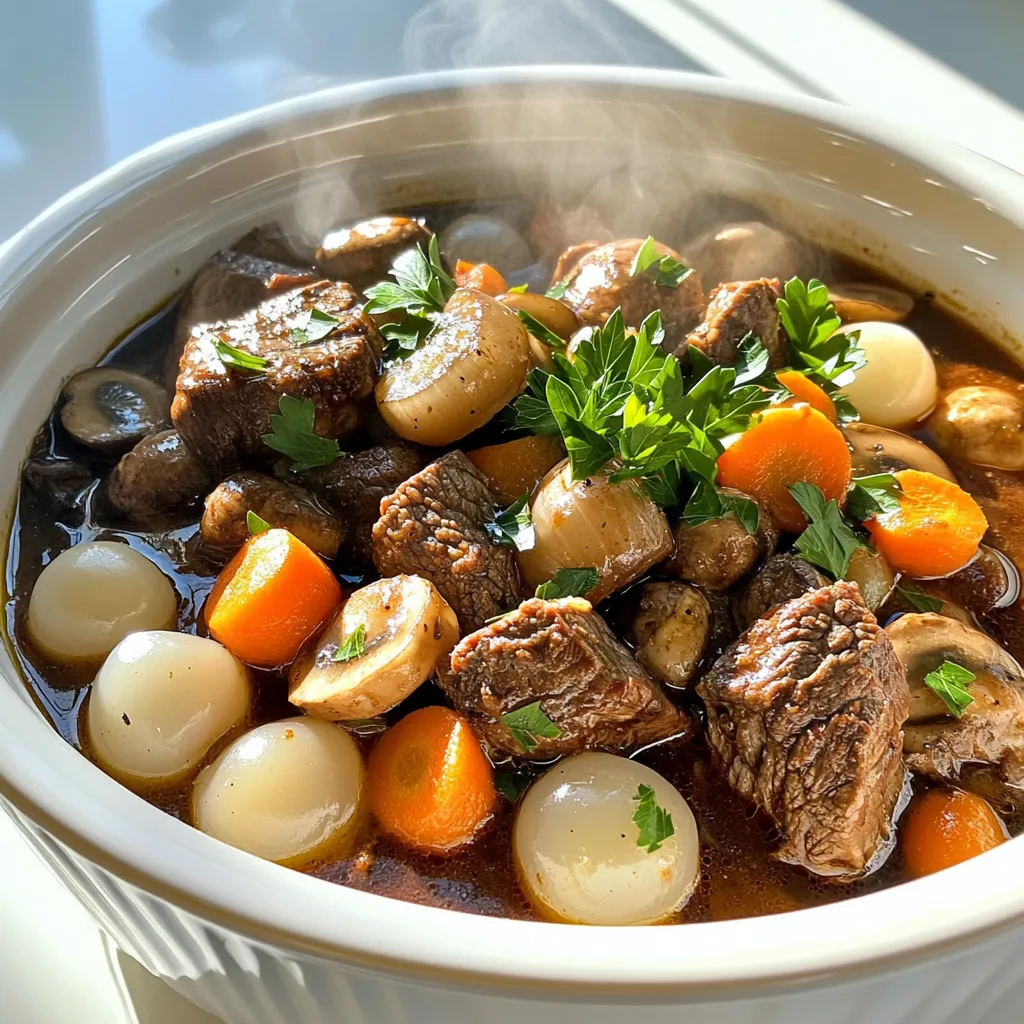 Savory Slow Cooker Beef Bourguignon with Mushrooms