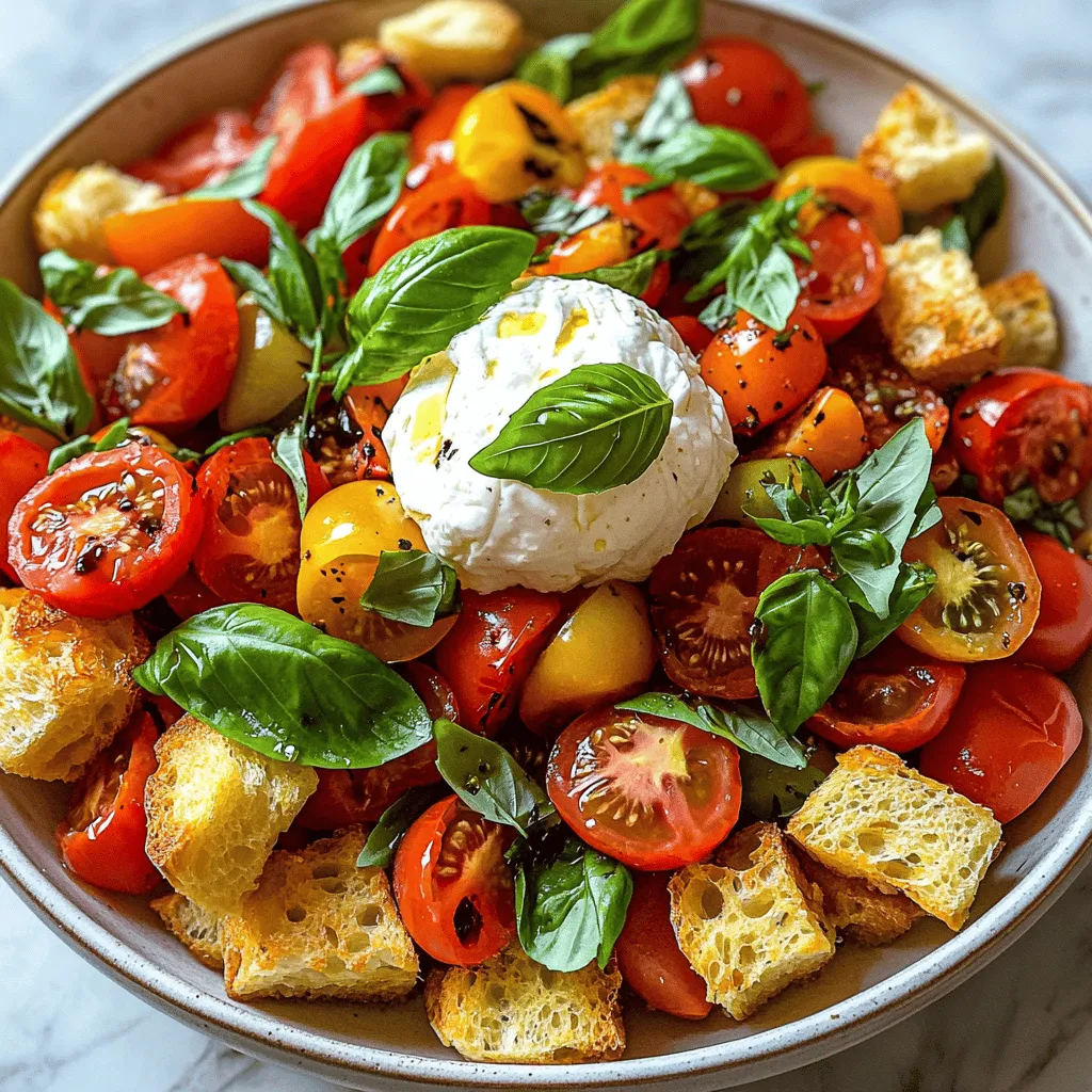 Savory Tomato Burrata Panzanella Salad Recipe