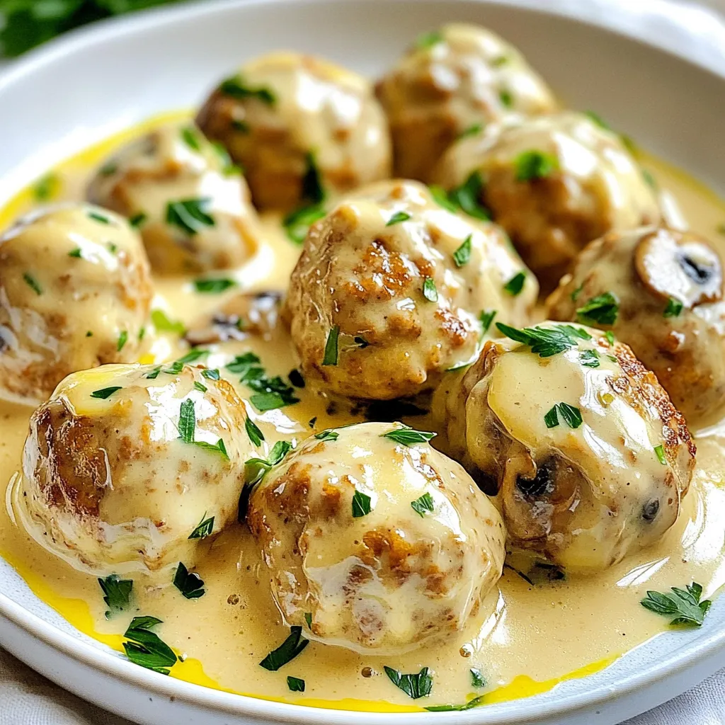 Creamy Mushroom Chicken Meatballs Savory Delight