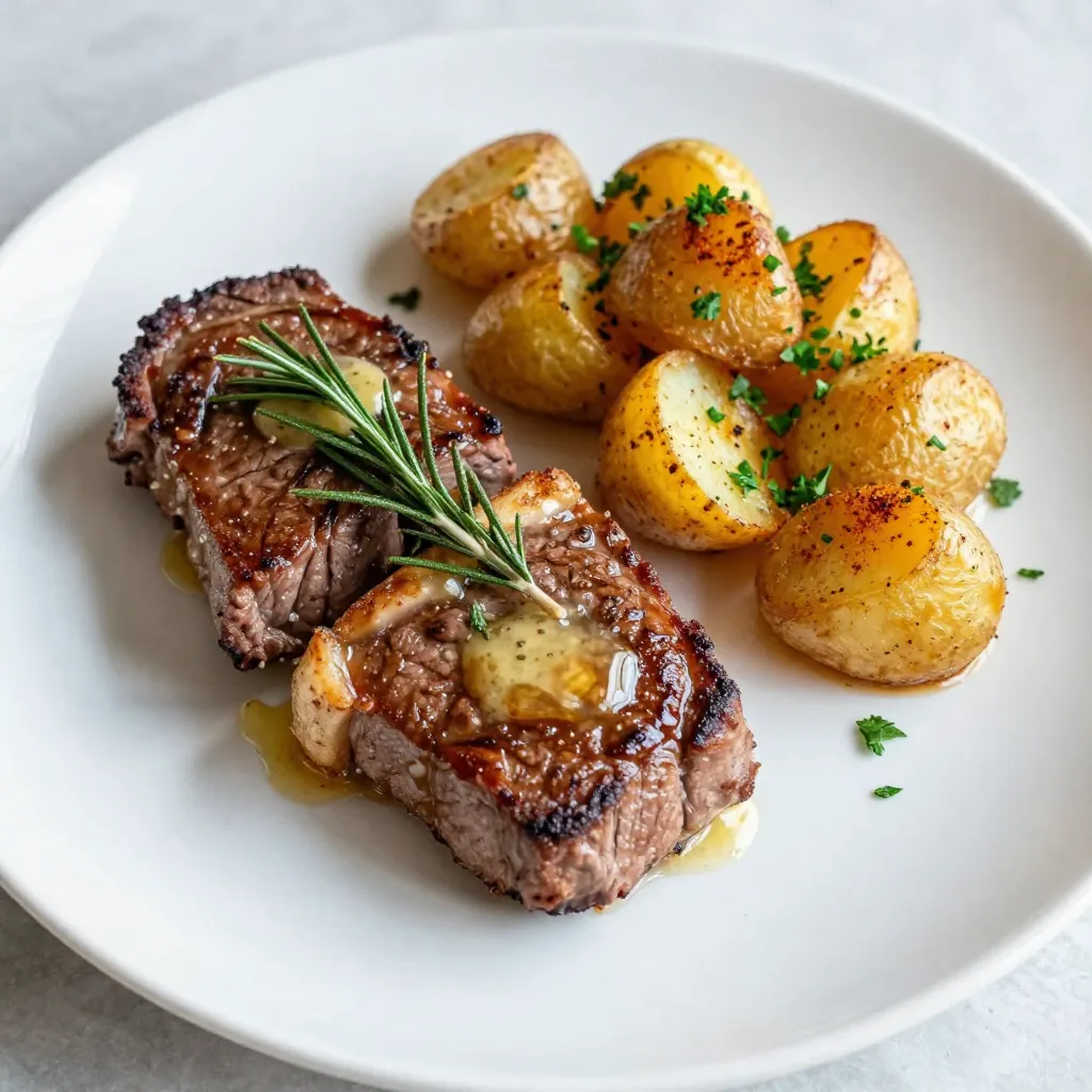 Garlic Butter Steak Bites with Potatoes Delight