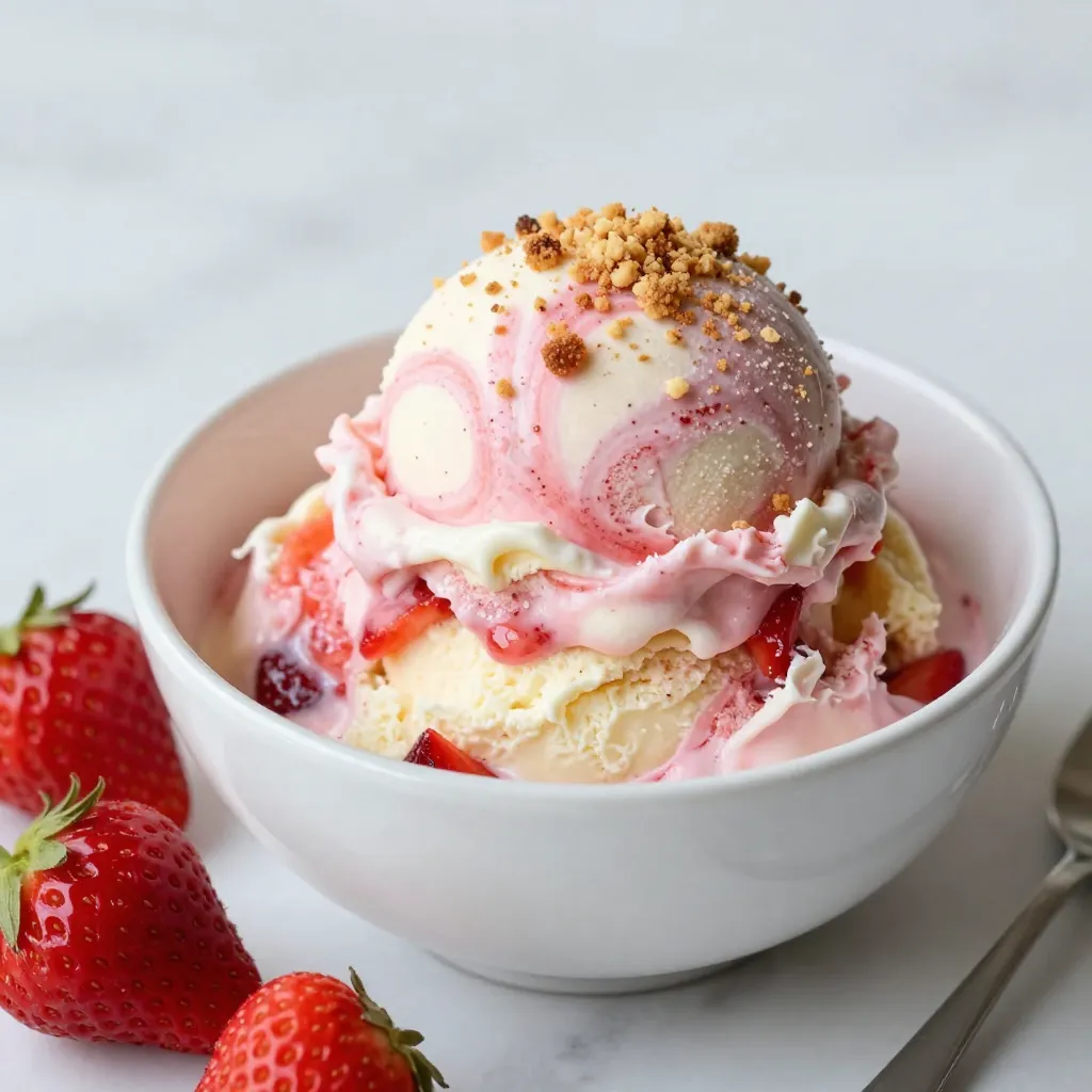 No-Churn Strawberry Cheesecake Ice Cream Delight