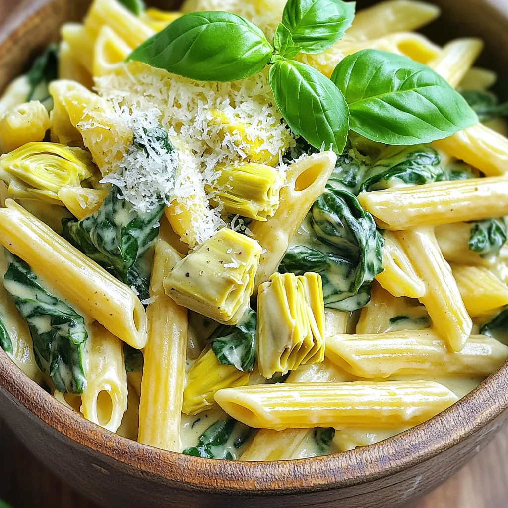 Creamy One-Pot Spinach Artichoke Pasta Delight