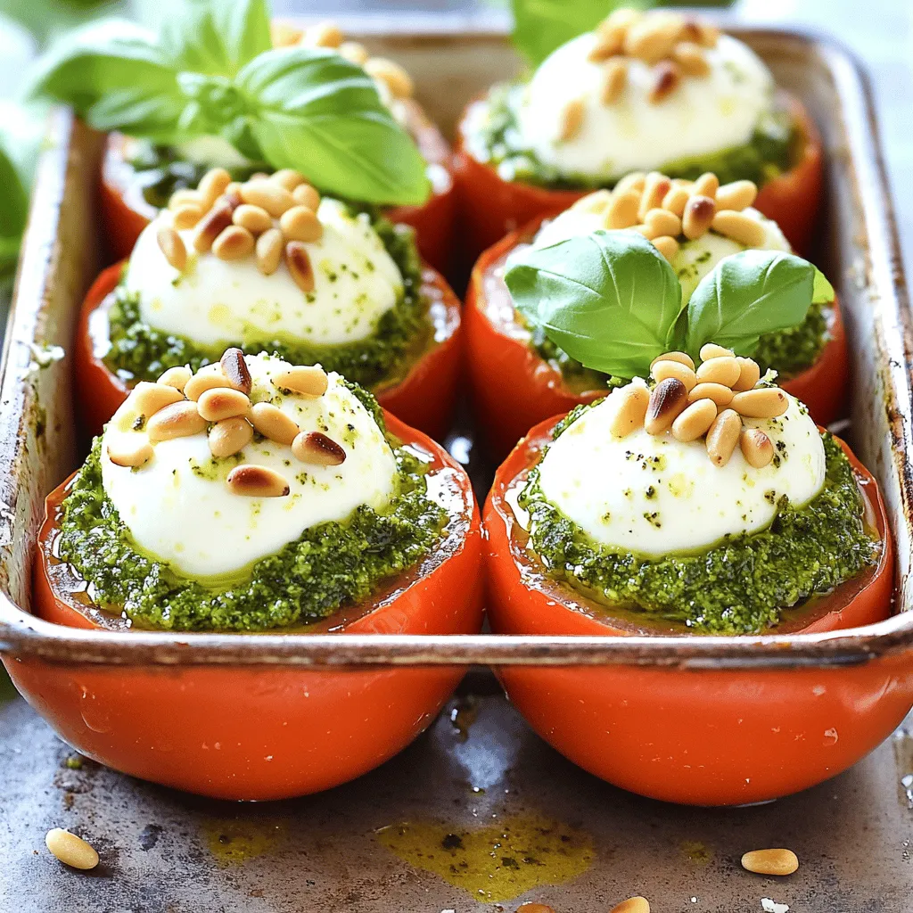 Pesto Mozzarella Stuffed Tomatoes Flavorful and Simple
