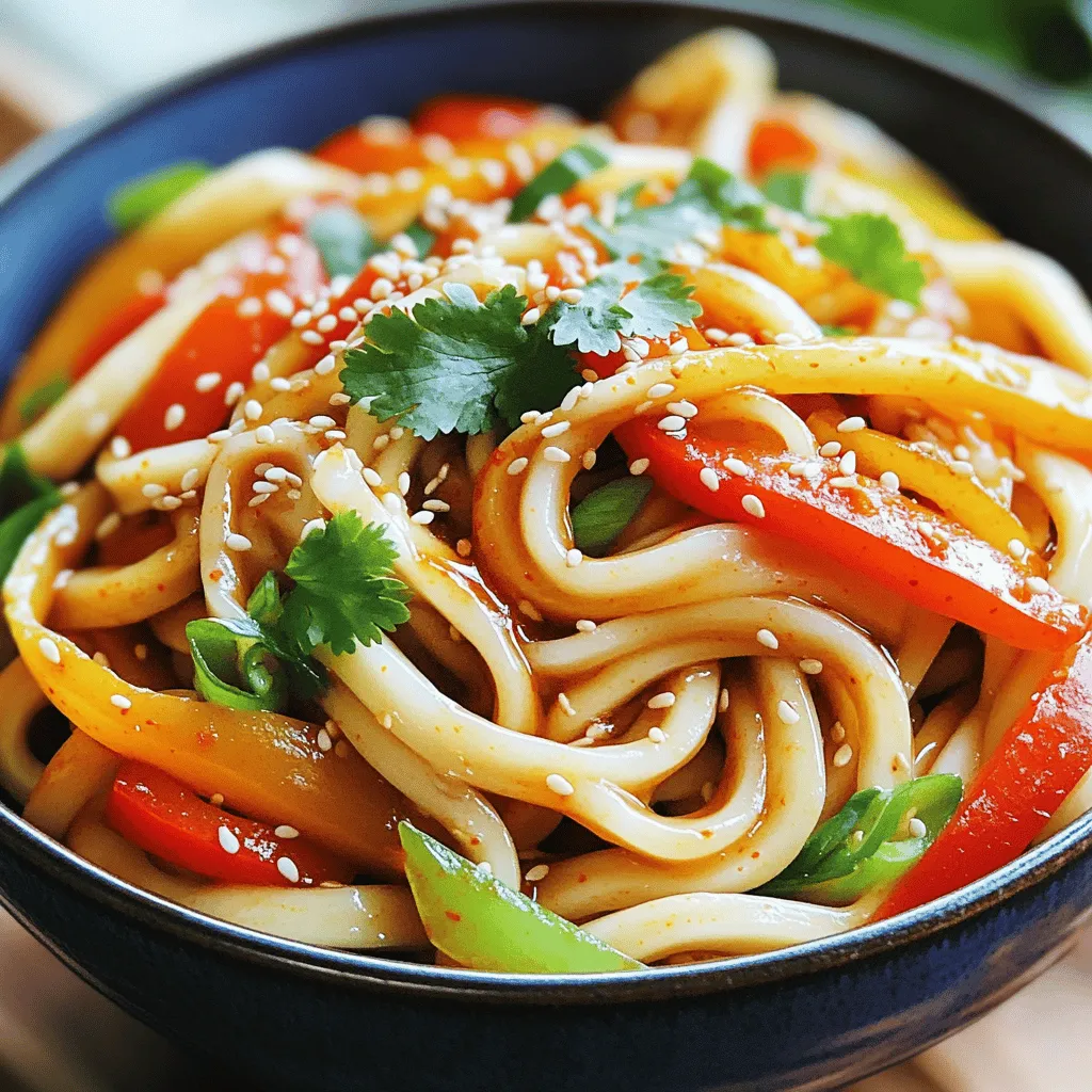 - 200g udon noodles - 3 tablespoons chili oil - 2 garlic cloves, minced - 1 tablespoon ginger, minced