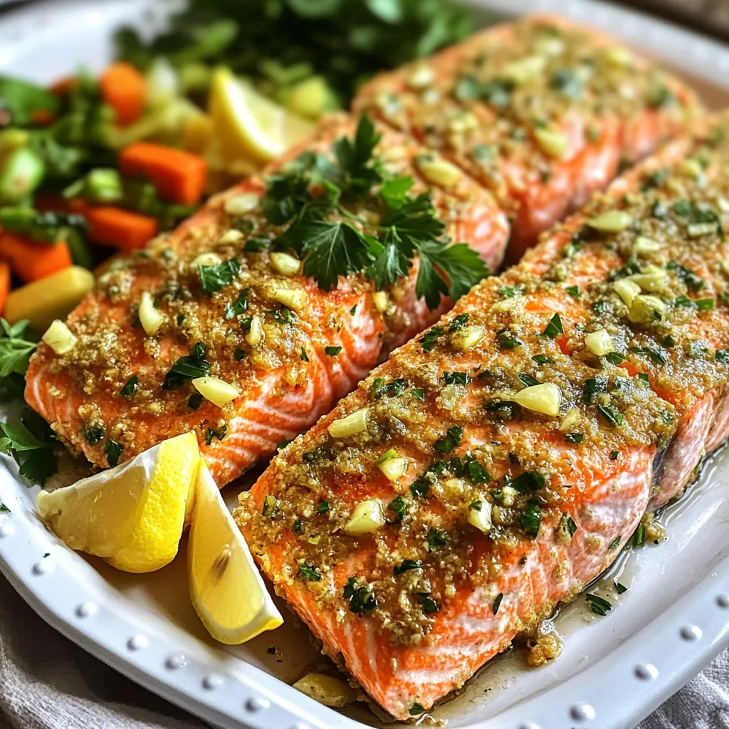 Garlic Herb Crusted Salmon Air Fryer Delight