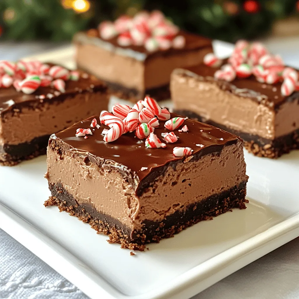 No Bake Chocolate Peppermint Cheesecake Bars Delight