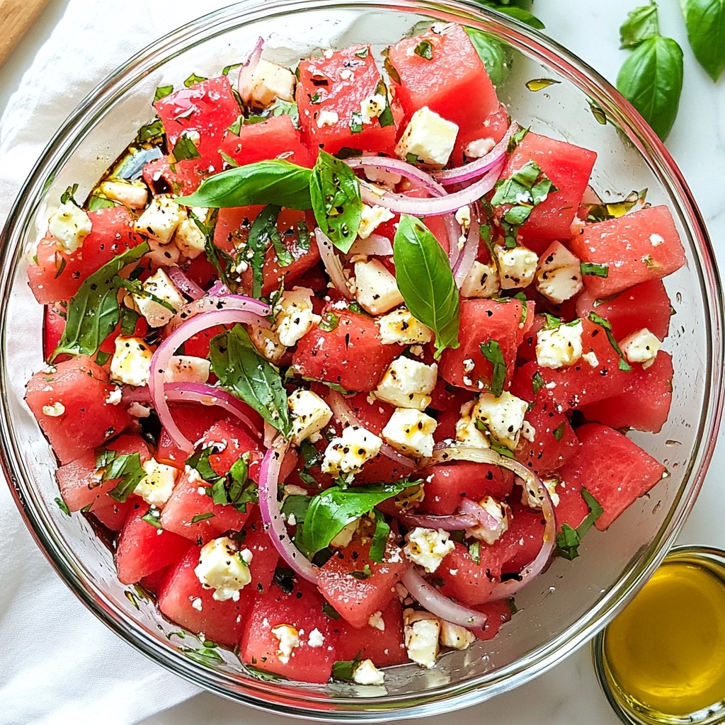 Refreshing Watermelon Feta Basil Salad Recipe