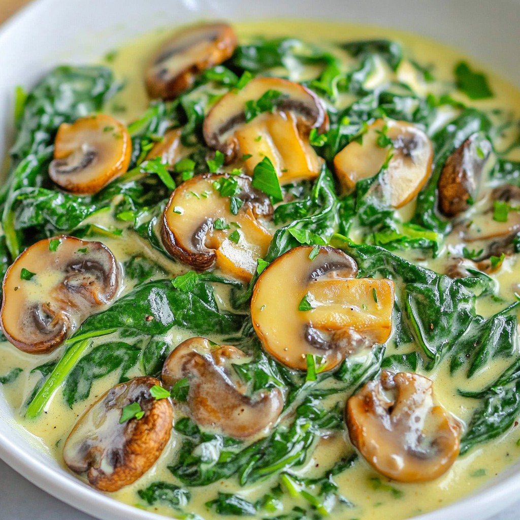 Creamy Spinach Garlic Mushrooms Rich and Savory Delight