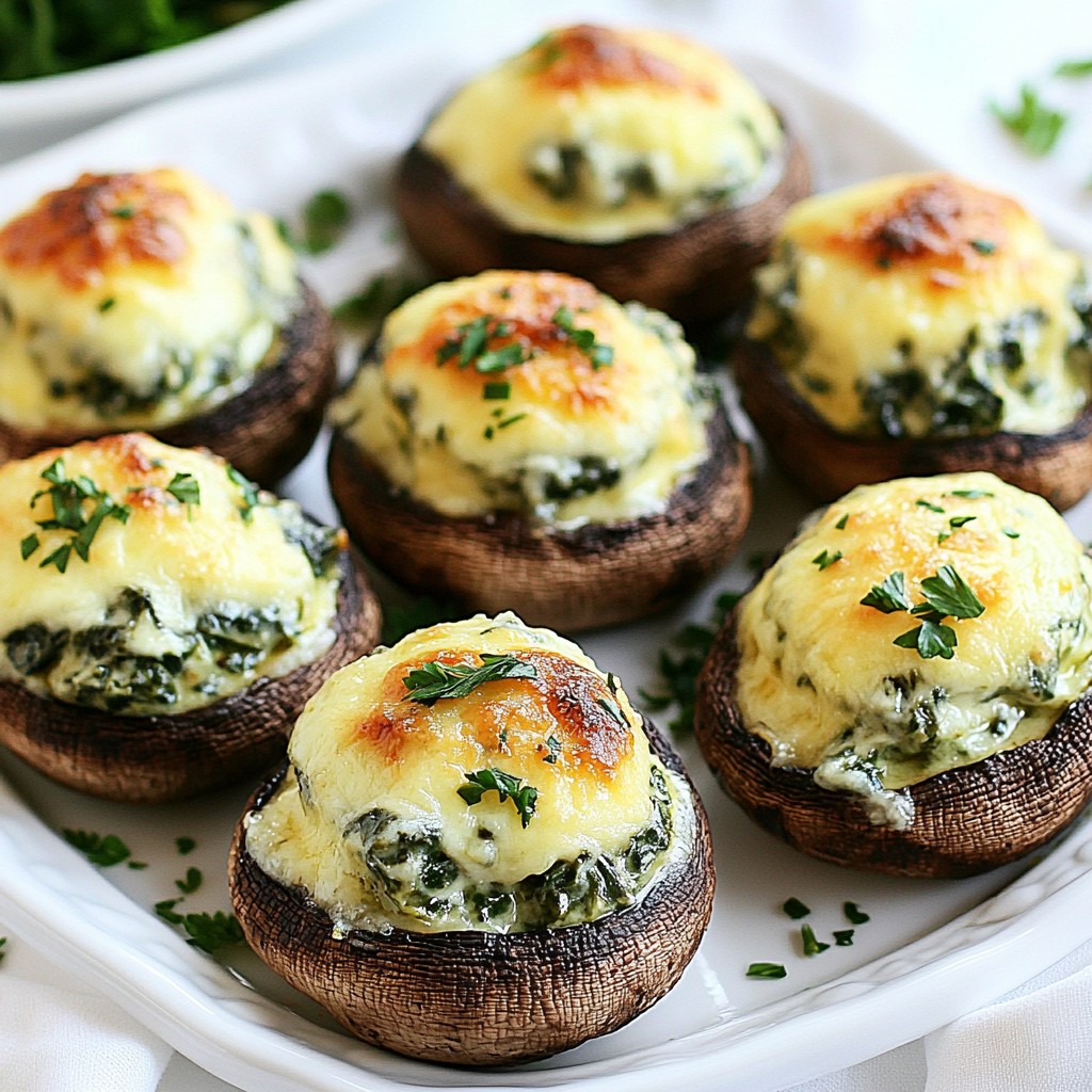Cheesy Spinach Stuffed Mushrooms Savory and Simple Dish