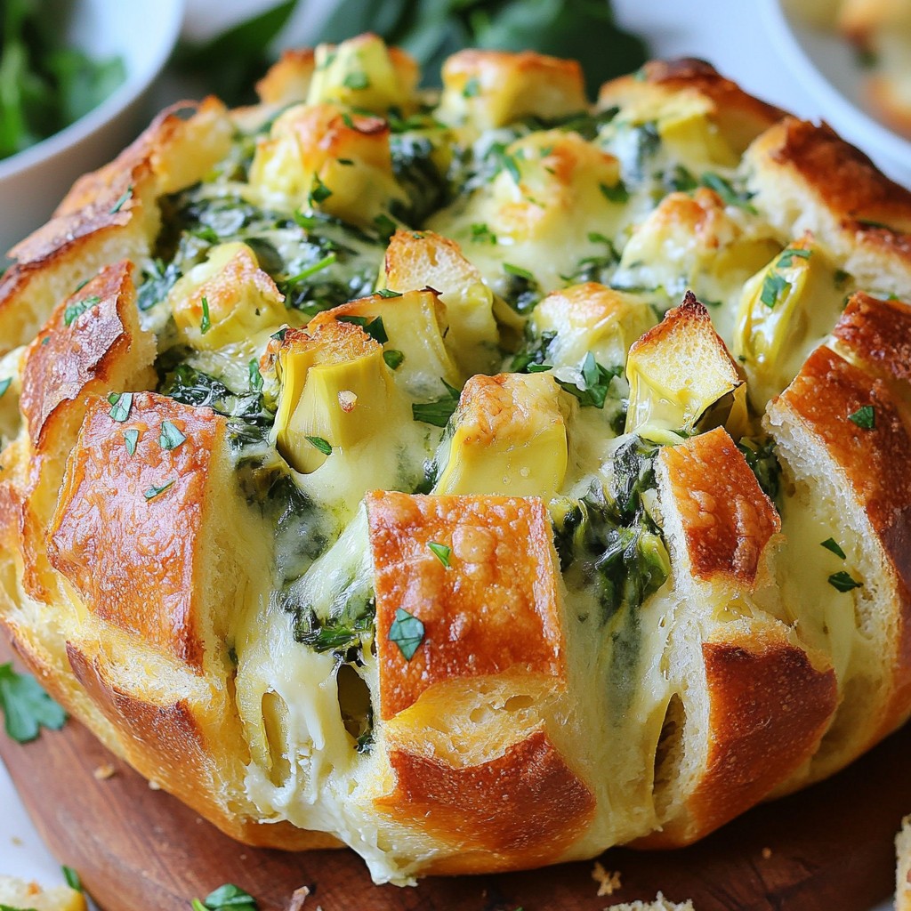 Cheesy Spinach Artichoke Dip Pull-Apart Bread Delight