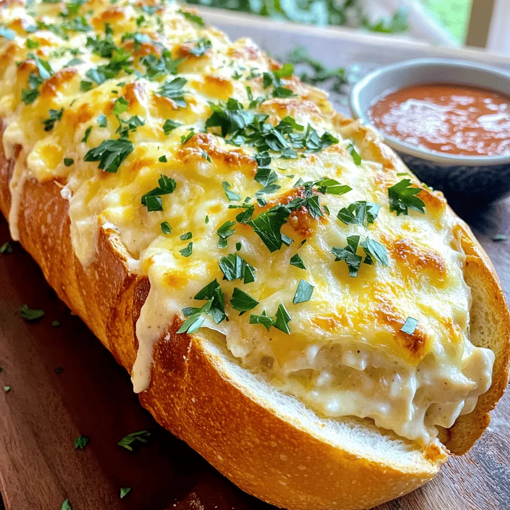Chicken Alfredo Stuffed Garlic Bread Delightful Recipe